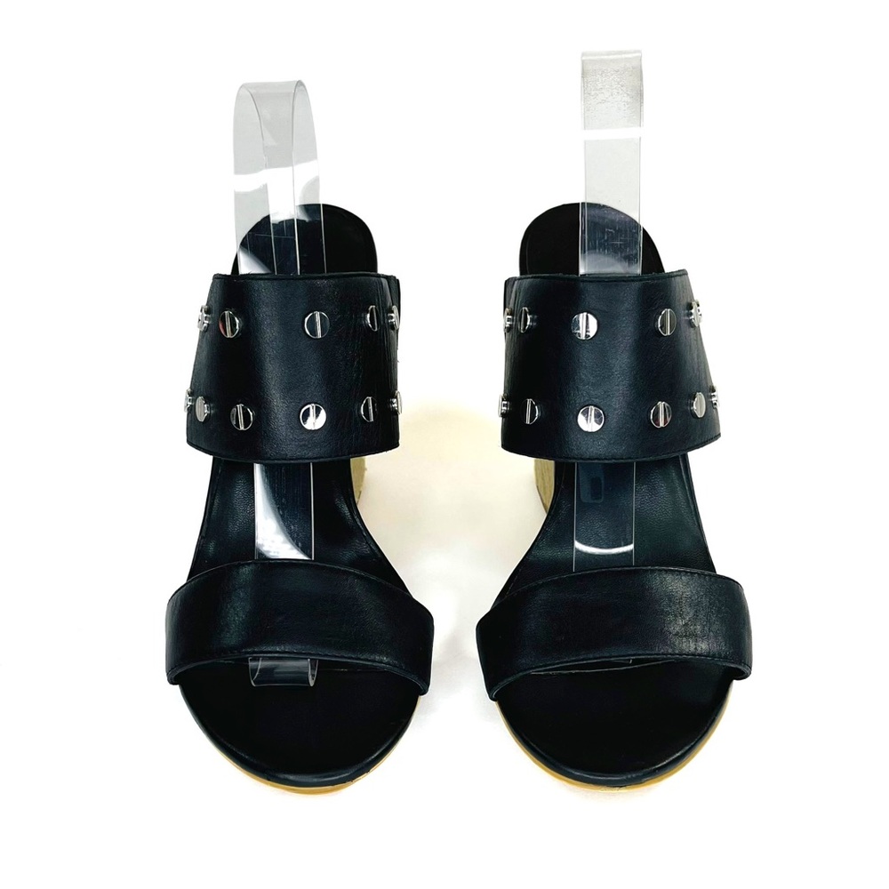 Rebecca Minkoff Black Leather Emily Studded Espadrille Sandals Size 9 - Picture 2 of 7